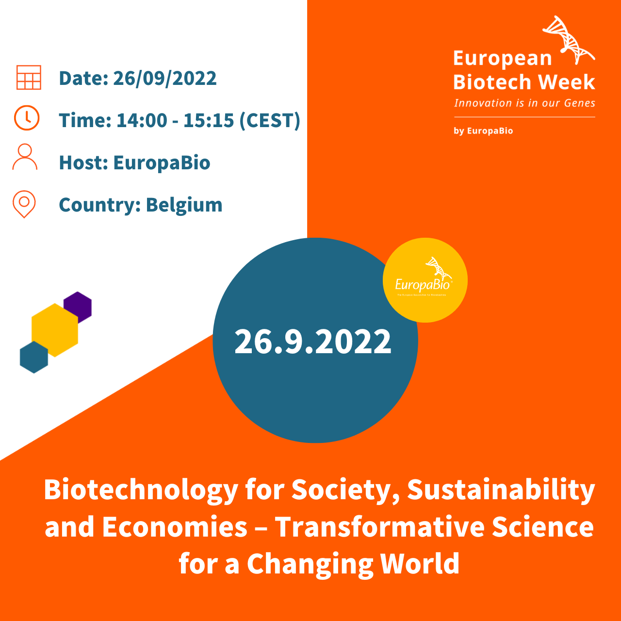 Biotechnology for Society, Sustainability and Economies – Transformative Science for a Changing World