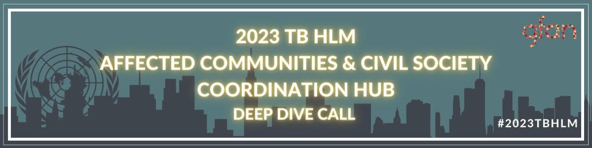 Join us for the Bi-weekly Deep Dive Calls of the #2023TBHLM Affected Communities and Civil Society Coordination Hub. Taking place every second and fourth Thursday, these webinars provide regular updates on TB HLM