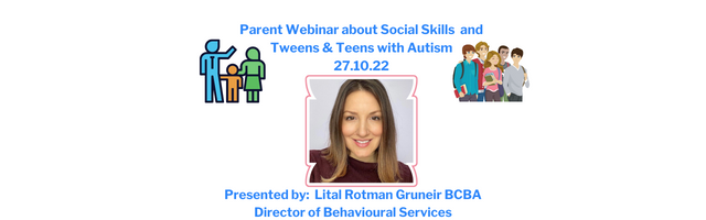 A free parent webinar that will discuss:   An overview of social skill development, social skills resources and parenting strategies to help support tweens and teens that have autism