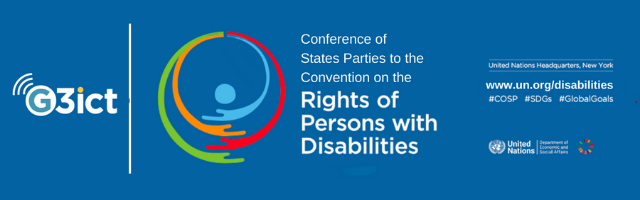 G3ict logo. Conference of States Parties to the Convention on the Rights of Persons with Disabilities.  www.un.org/disabilities