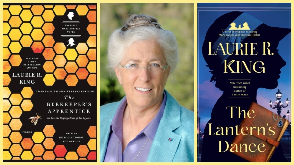 Picture of Laurie King and cover of Beekeeper's Apprentice