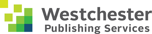 Logo with squares shaded from light green to blue in the shape of a W on the left hand side and company name of Westchester Publishing Services in dark gray to the right of the squares
