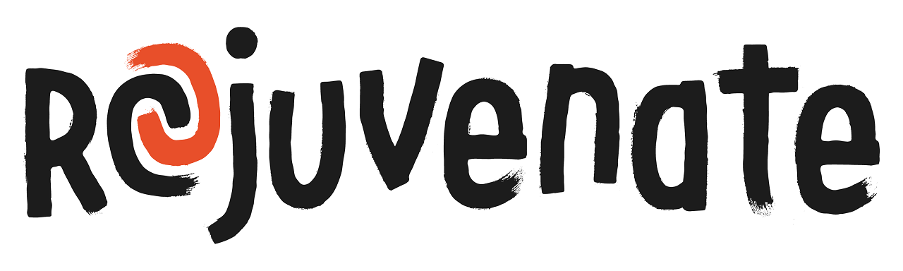 The Rejuvenate logo in red and black