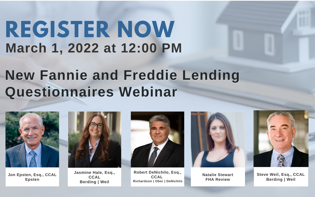 New Fannie and Freddie Lending Questionnaires – Understand the risks before you respond.