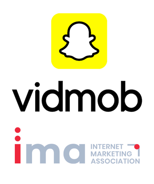 Snapchat logo, Vidmob logo, IMA logo