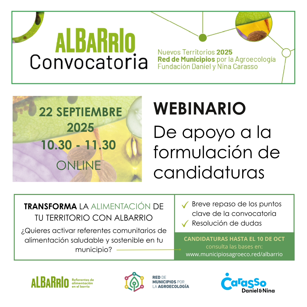 Welcome! You are invited to join a meeting: Webinario AlBarrio: apoyo a la formulación de candidaturas. After registering, you will receive a confirmation email about joining the meeting.